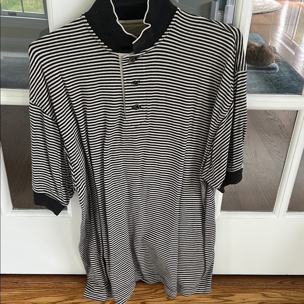 Cutter & Buck Black and White Striped Polo Shirt🌿
